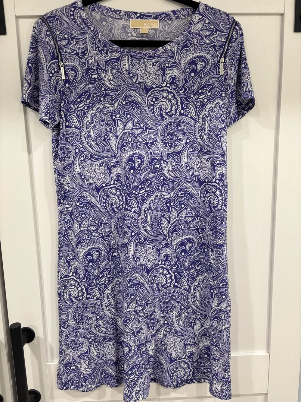 Michael Kors Purple Paisley Short Sleeve Dress
